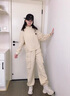 G.DUCKKIDS女童運(yùn)動(dòng)套裝春秋裝2025新款中大童休閑立領(lǐng)加絨衛(wèi)衣工裝褲兩件套 杏色 常規(guī) 160 曬單實(shí)拍圖
