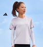 adidas舒適三條紋跑步運動上衣圓領短袖T恤女裝夏季阿迪達斯官方   淺紫   M 曬單實拍圖