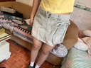 多想余牛仔裙半身裙夏季裙子女短裙a字包臀高級感小個子百搭高腰短褲 假兩件藍色牛仔短裙 XL 【建議120-130斤】 曬單實拍圖