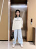 優(yōu)優(yōu)1點（Yoyo one）女童衛(wèi)衣套裝兒童2025新款洋氣秋裝牛仔闊腿褲大童女孩春秋季衣服 5013杏色+13181藍(lán)色【套裝】 140 140cm 曬單實拍圖