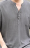 袋鼠（DAISHU）爸爸夏裝套裝男士中老年短袖2024新款寬松中國(guó)風(fēng)夏季t恤亞麻唐裝 20232-1-0724深灰色[上衣+短褲] XL 125-140斤 曬單實(shí)拍圖