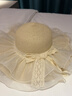 皓梵潔草帽女海邊度假帽子大帽檐夏沙灘帽次日達春秋旅游遮陽(yáng)防曬太陽(yáng)帽 蝴蝶結網(wǎng)紗草帽【米色】55-58cm 曬單實(shí)拍圖