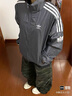 adidas情侶款復古風梭織立領夾克外套男女阿迪達斯官方三葉草 深灰 2XL 曬單實拍圖