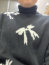 科蒙博卡秋冬蝴蝶結嵌花圓領(lǐng)羊絨衫女休閑外穿毛衣打底針織衫 墨黑 M 曬單實(shí)拍圖