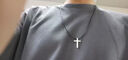 中國黃金（CHINA GOLD）925銀十字架項繩男士項鏈配飾高級情人節生日禮物馬年本命年禮物  【酷颯單品】925銀-十字架黑繩項鏈【品牌禮盒】 曬單實(shí)拍圖
