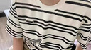 啄木鳥T恤男潮流美式寬松休閑大碼透氣夏季款條紋圓領半袖短袖 T2白色 XL （建議125-145斤） 曬單實拍圖