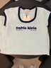 Calvin KleinCK Jeans25早秋新款女士字母復古辣妹正肩大U領針織連衣裙47C259G XE2-青藍 S 曬單實拍圖