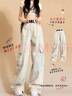 MELROSEMOOD美式復古工裝牛仔褲女2025女裝春季新款高腰寬松直筒闊腿牛仔褲子 杏色（長(cháng)褲） M 曬單實(shí)拍圖