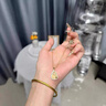 花有心柿金枝玉葉金色葫蘆項鏈女款葉子玉石吊墜項鏈高級感輕奢小眾飾品 玉髓葫蘆葉子邊項鏈-金色 曬單實(shí)拍圖