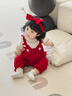 優(yōu)奇嬰兒衣服秋裝連體衣小月齡女寶寶滿(mǎn)月百天超萌公主紅色哈衣外出服 紅色 66cm 曬單實(shí)拍圖