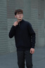 哈吉斯（HAZZYS）男裝 秋冬款立領(lǐng)針織開衫戶外休閑羊毛外套男ABYZD0BCF01 深藏青色DN XL （180/100A 50） 曬單實拍圖