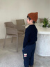 POLOWALK童裝經(jīng)典款絞花式針織衫春秋新款男童女童毛衣上衣 藏青 150 cm 曬單實(shí)拍圖