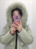 韓系寬松派克服女冬季收腰顯瘦棉服時(shí)尚百搭加絨厚皮毛一體外套 豆綠色 L （120斤以?xún)龋?曬單實(shí)拍圖