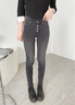 Calvin Klein Jeans秋季女士休閑合體鉚釘排扣毛邊彈力洗水牛仔褲J220551 1BY-牛仔黑 27 曬單實拍圖