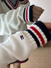 TOMMY HILFIGER25新款秋冬女裝經(jīng)典復(fù)古美式學(xué)院風(fēng)拼色V領(lǐng)套頭針織衫06079 米白色YBI XS （推薦：100斤以下） 曬單實(shí)拍圖