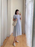 革曼孕婦連衣裙夏季2025新款時尚寬松遮肚子小清新顯瘦波點孕婦連衣裙 藍色 XL 曬單實拍圖