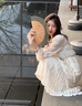 妍莉芬（yanlifen）桔梗法式白色長袖連衣裙子女秋季2025年秋裝新款女裝顯瘦氣質長裙 白色 S 曬單實拍圖