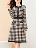 蔻伊婭（Kouyiya）品牌女裝新品復古千鳥(niǎo)格連衣裙女秋冬2025新款小香風(fēng)氣質(zhì)收腰顯瘦 圖片色 S 曬單實(shí)拍圖