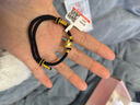 AYQY老鳳凰黃金小金毛足金999線(xiàn)條小狗串珠轉運珠手鏈送女友生日禮 黃金線(xiàn)條狗+2金珠黑繩款 標準 曬單實(shí)拍圖