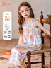 木瓏兔女童睡裙19姆米重磅桑蠶絲兒童睡衣夏季吊帶裙女孩家居服連衣裙 莫奈花園 170 曬單實(shí)拍圖