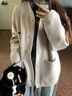 若盼美式覆古針織夾克衛(wèi)衣外套女2025春秋季新款棒球服薄款外搭開衫款 淺灰色 M 100-115斤 曬單實拍圖