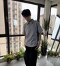 7家優(yōu)品 短袖t恤男士夏季新款太空棉polo衫美式重磅正肩寬松半袖上衣男 CQS-873灰色 3XL 曬單實(shí)拍圖