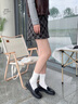 木林森女鞋復(fù)古一腳蹬女士樂(lè)福鞋淺口坡跟通勤鞋子女 黑 37 曬單實(shí)拍圖