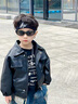 G.DUCKKIDS小黃鴨男童皮衣外套春秋2025新款兒童皮夾克中小童棒球服寶寶上衣 黑色 90 尺碼1~2歲【 80-90cm】 曬單實(shí)拍圖