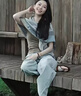 佐敘藍(lán)灰格子棉麻手感圍巾女新款素雅防曬大方巾空調(diào)房外搭薄款披肩女 藍(lán)灰格子 （130cm*130cm） 曬單實(shí)拍圖