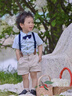 FIDQIOG品牌男童夏季西裝套裝寶寶周歲禮服花童主持英倫風(fēng) K2：藍(lán)色【短袖+短褲+背帶+領(lǐng)結(jié) 130 cm 曬單實(shí)拍圖