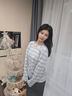 lagogo條紋鏤空松弛感針織衫女拉谷谷2025年秋季新款含羊毛上衣 藍(lán)灰 M 曬單實拍圖