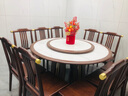 久偉家具烏金木餐桌椅組合新中式實(shí)木包邊巖板大圓桌簡(jiǎn)約家用帶電磁爐飯桌 1.5米一桌10椅（送轉盤(pán)） 曬單實(shí)拍圖