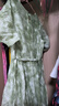 S.DEER圣迪奧夏季女優(yōu)雅時尚田園風圓領碎花短袖連衣裙S242Z12F7 中粉綠/25 XL 175 曬單實拍圖