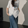 闊色（kuose）白色蕾絲小狗T恤2025夏季新款女設計感小眾半袖寬松短袖上衣 白色 M 曬單實拍圖