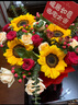 維爾斯全國向日葵康乃馨玫瑰抱抱桶花束配送喬遷之喜祝壽搬家鮮花小時(shí)達 入金窩4朵向日葵+19朵紅玫香檳混搭抱抱桶 曬單實(shí)拍圖