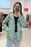 春秋外套女短款休閑棒球服寬松大碼連帽上衣薄款沖鋒小香風(fēng)短風(fēng)衣 豆綠色 L 101-120斤 曬單實拍圖