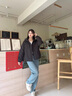 鴨鴨輕薄羽絨服女秋冬2025年新款小個子韓版時尚寬松連帽羽絨夾克外套 黑色 XL 曬單實拍圖