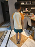 依帝企（YiDiQi）兒童泳衣男童分體2024新款夏青少年中大童游泳褲男孩防曬游泳裝備 橙綠撞色 3XL（建議130-140CM55-75斤） 曬單實(shí)拍圖