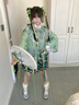 COMIC SOUL新款 原創(chuàng)國風中華漢服新中式熊貓竹雨初霽爆款可愛 內(nèi)搭+外衫+云肩+短裙 XS 均碼 曬單實拍圖