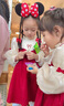 G.DUCKKIDS小黃鴨女童套裝春秋款連衣裙周歲女寶寶公主裙禮服兒童秋冬兩件套 紅色春秋套裝（花朵款夾子） 90 尺碼1~2歲【 80-90cm】 曬單實(shí)拍圖