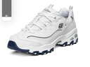 斯凱奇（Skechers）女鞋秋冬小白熊休閑鞋子厚底增高百搭運動(dòng)軟底老爹鞋99999863 白色/海軍藍色/WNV 38 曬單實(shí)拍圖