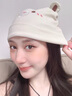 斐卡薇帽子女秋冬季孕婦遮光睡帽護額頭防風(fēng)可愛(ài)小熊月子帽大頭圍堆堆帽 超值換洗裝【米白小熊+粉色小熊】 曬單實(shí)拍圖