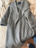 ELLE綿羊毛駱駝絨雙面呢大衣女2024冬裝新款中長(cháng)款連帽毛呢外套 淺灰 M 曬單實(shí)拍圖