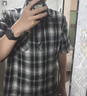 CLOR美式休閑復古寬松襯衫春夏款格子潮流短袖外套CLCX06黑色2XL 曬單實(shí)拍圖