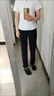 皮爾卡丹西褲女春秋寬松直筒褲顯瘦中年媽媽褲子職業(yè)西裝褲黑色大碼加絨灰 藍色松緊腰 藍色松緊腰 4XL 穿139-148斤 曬單實(shí)拍圖