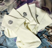 南極人（Nanjiren）4雙襪子女士中筒襪春夏季白色刺繡長(cháng)筒襪長(cháng)襪棉襪夏天棉襪 曬單實(shí)拍圖