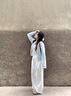 妍莉芬（yanlifen）休閑褲女2025年秋裝新款藍色毛衣外套女裝春秋套裝針織衫衣服褲子 三件套 55/60kg/L 曬單實(shí)拍圖