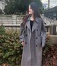 風衣外套女款2025新款高級感廓形大翻領(lǐng)雙排扣長款氣質(zhì)卡其色大衣 白色【加長版】(身高165以上拍) M (115-125斤) 曬單實拍圖