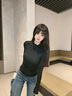 森馬（Semir）長(cháng)袖T恤女半高領(lǐng)緊身冬季2025發(fā)熱抓絨木耳邊打底衫109725101013 曬單實(shí)拍圖