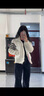 鶯牧2025新款立領(lǐng)小個(gè)子白色小香風(fēng)冬季外套針織拼接短款加厚棉服女 白色 M 105斤以下 曬單實(shí)拍圖